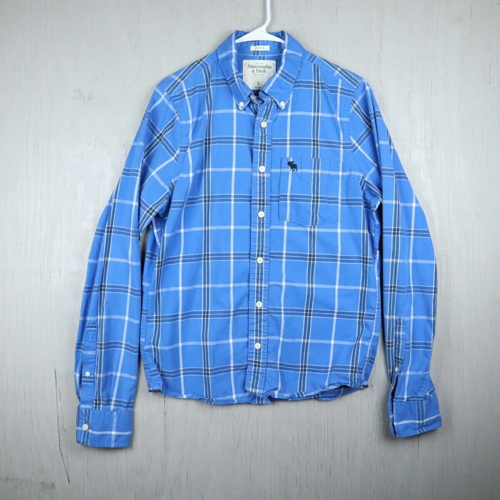 American Eagle Outfitters Men's Blue Plaid Shirt